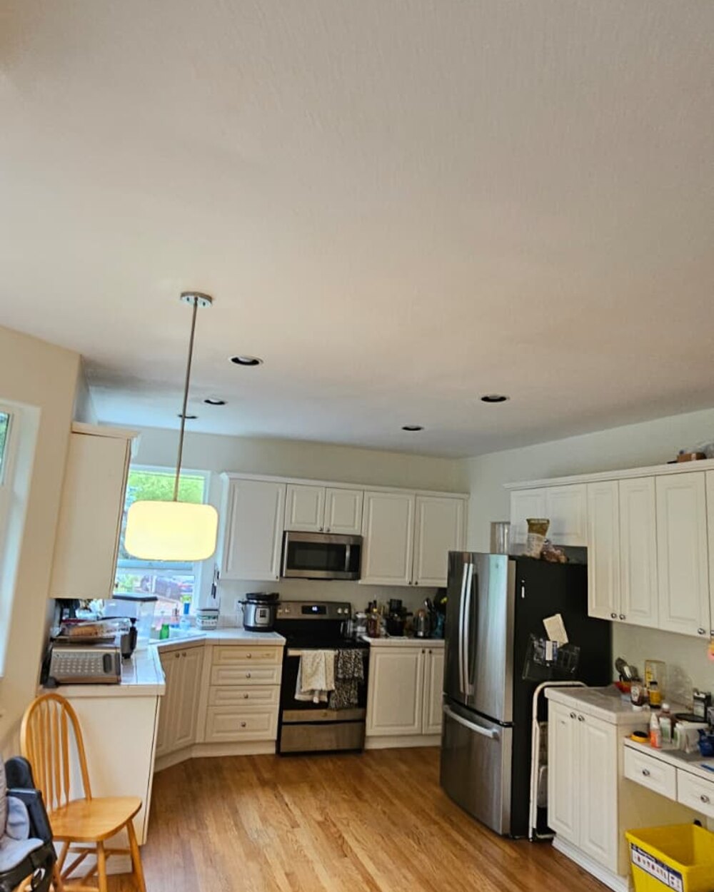 Finished kitchen with painted ceiling and walls